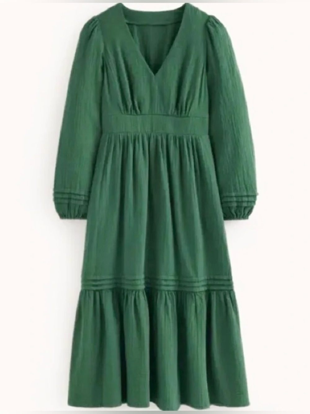 Boden | Green Cotton Gauze Tiered Dress, 12 - Picture 2 of 10